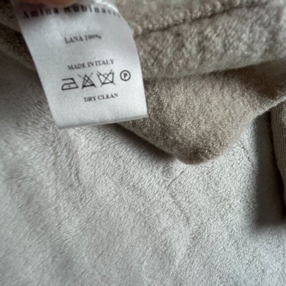 Amina Rubinacci Womens Wool Sweater Size 48 Beige Crew Neck Knit New Made Italy - Picture 5 of 8